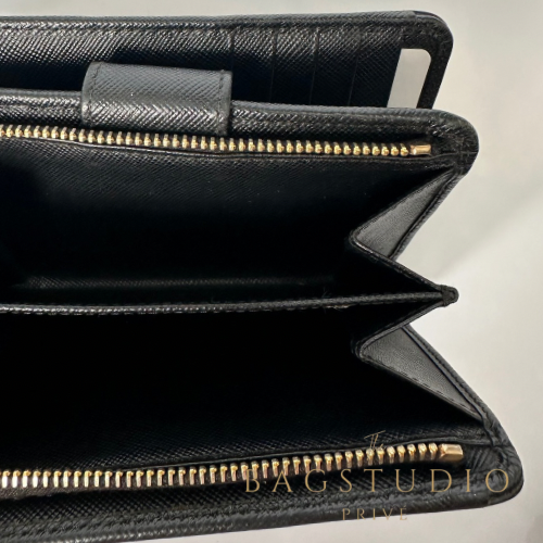Prada Black Saffiano Leather Compact Wallet