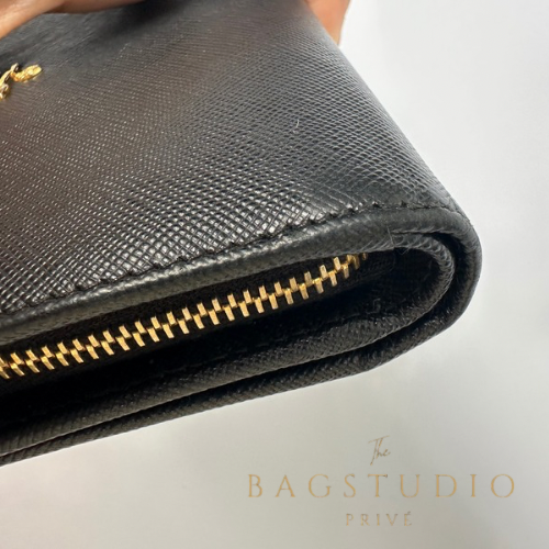 Prada Black Saffiano Leather Compact Wallet